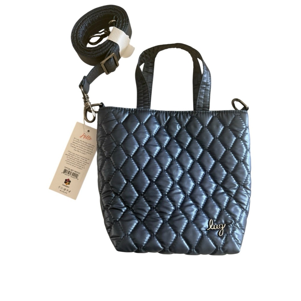 NWT LUG Insulated water bottle SE tote bag metallic indigo blue